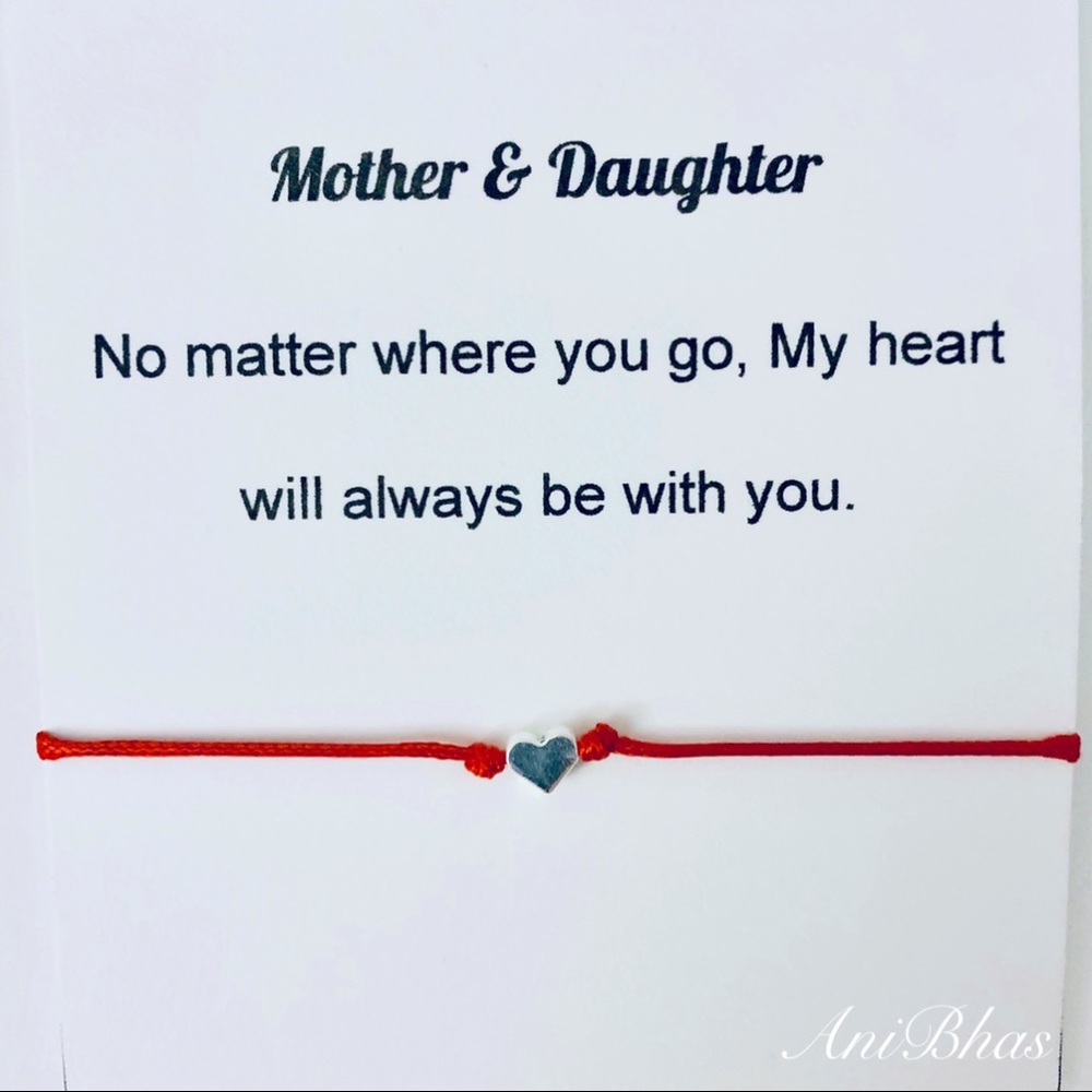 Mother & Daughter Heart Wax Cord Bracelet